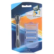 5 лезвенные кассеты головки лопастей+ анти-скольжения Пластик ручка Для мужчин ручной бритвы Машинка для стрижки бороды и усов;