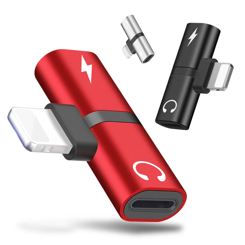 KISSCASE 2 in 1 Audio Aux Adapter For iPhone 7 8 Plus X Connector Earphone Charging Charger Headphone Adapter Splitter Converter