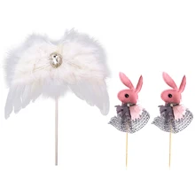2019 New Easter Birthday Party Cute Baking Cake Decoration White With Diamond Wings + 2 Pink Lace Bunny Cake Decoration 2019 New Easter Birthday Party Cute Baking Cake Decoration White With Diamond Wings + 2 Pink Lace Bunny Cake Decoration