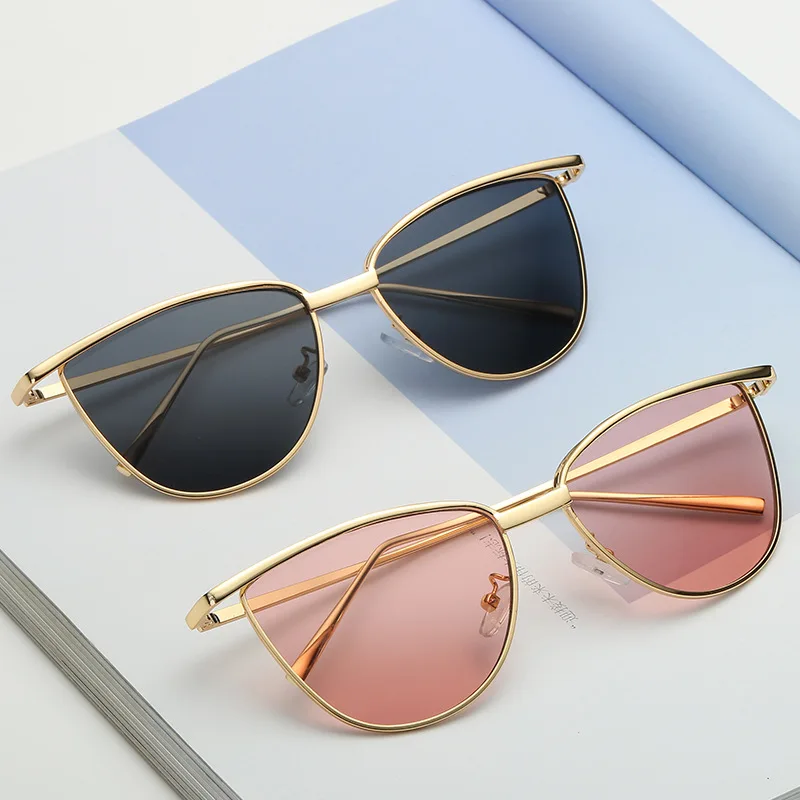 

Oulylan Retro Women Sunglasses Luxury Cat Eye Sun Glasses Female Metal Mirror Eyewear Half Frame Shades for Ladies