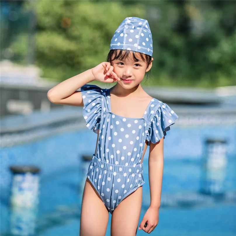 Baby Girls Swimwear One Piece Swimsuit Little Kids Bathing Suit Suspenders Love Hearts Print Romper Cover Up
