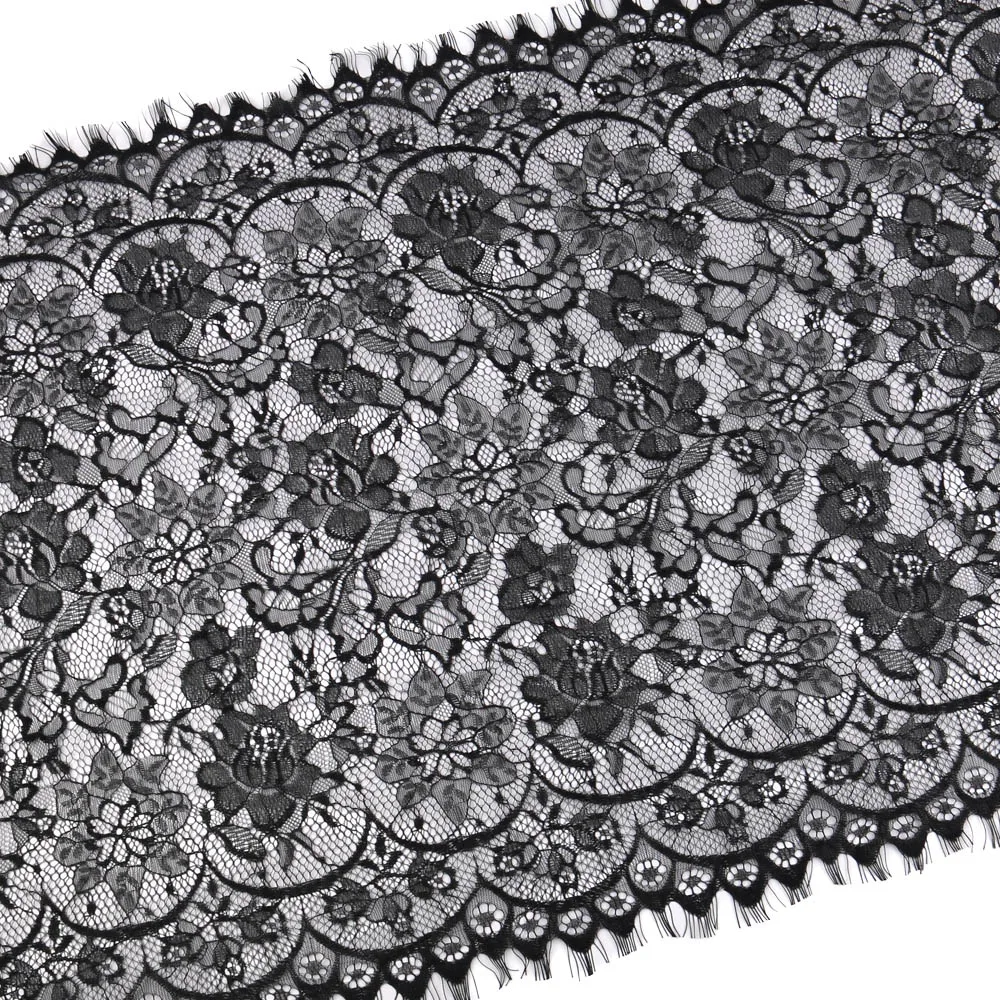 

3Meters Black White Embroidered Eyelash lace trim Ribbon 50CM Wide Diy Clothing Lace Dress Fabric Applique Wedding Decoration