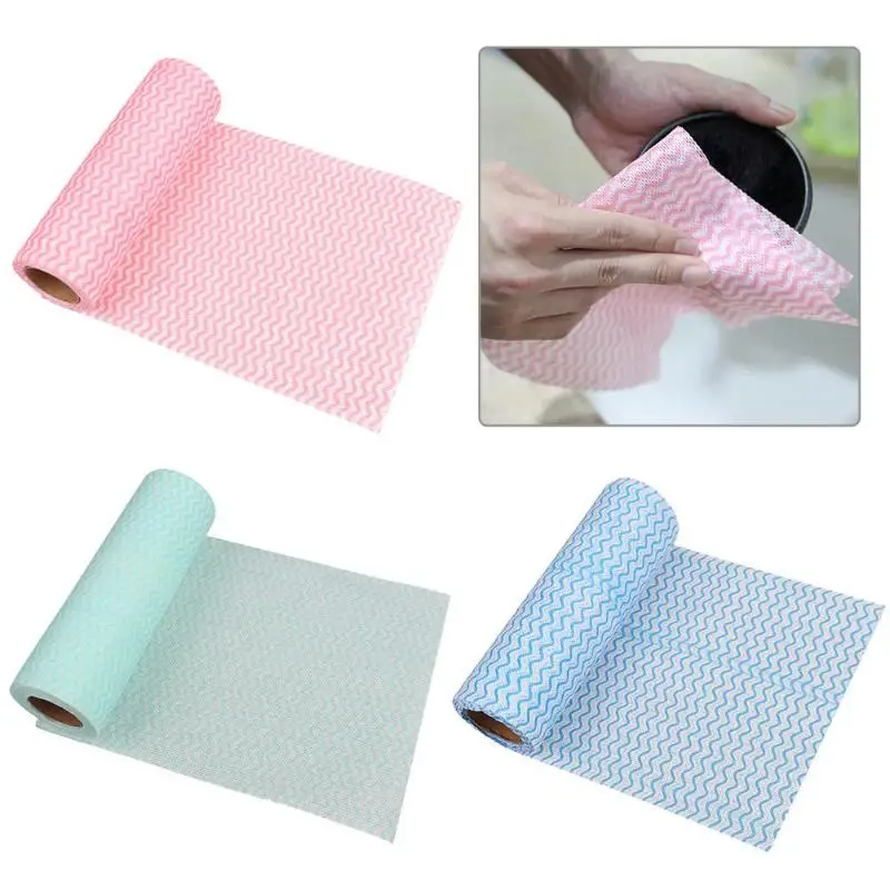 1 Roll Kitchen Non woven Cleaning Cloth Disposable Rags Wiping Scouring