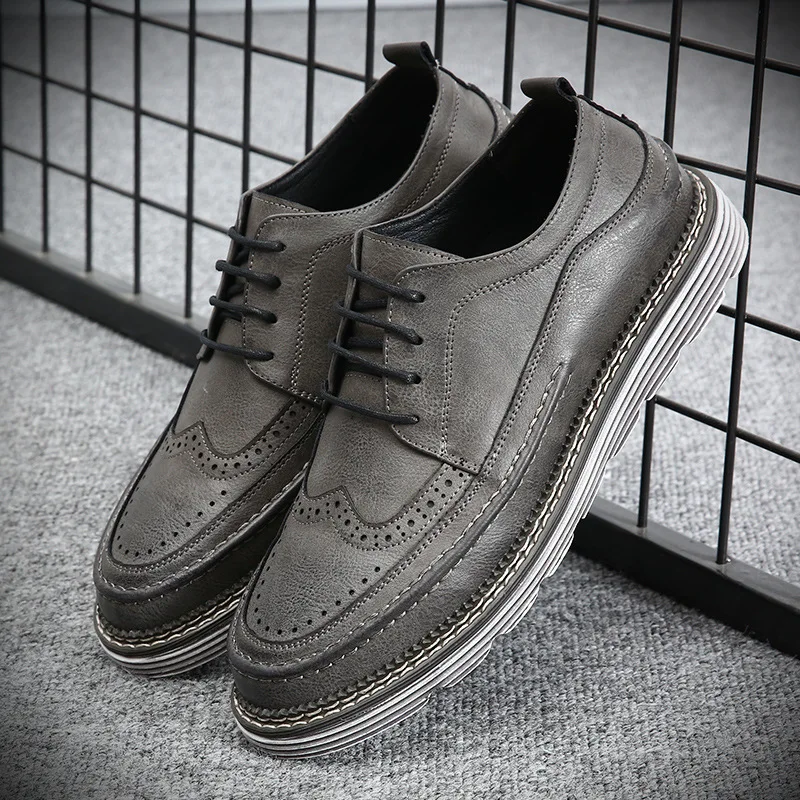 Cuir Plat gray Chaussures Faible Dentelle Zapatillas up Hombre Pour brown Respirant Automne En Casual Black D'affaires Printemps Hommes wB0xPqxa