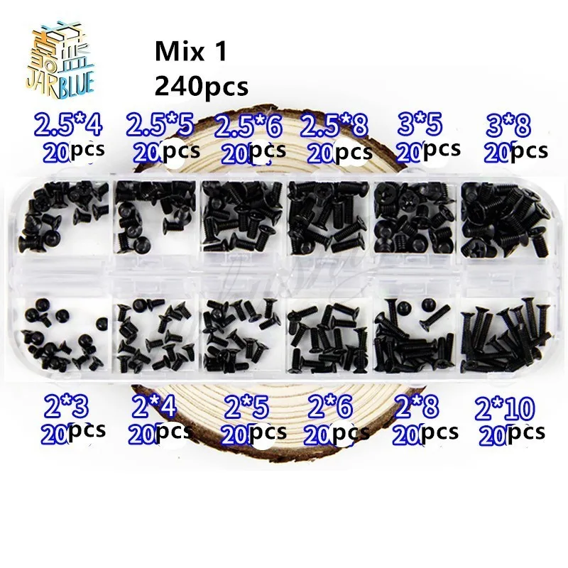 

240Pcs/250Pcs/500Pcs M2 M2.5 M3 KM Screw Flat Head Phillips Screws Laptop Notebook Screws Set Kit for computer small screw