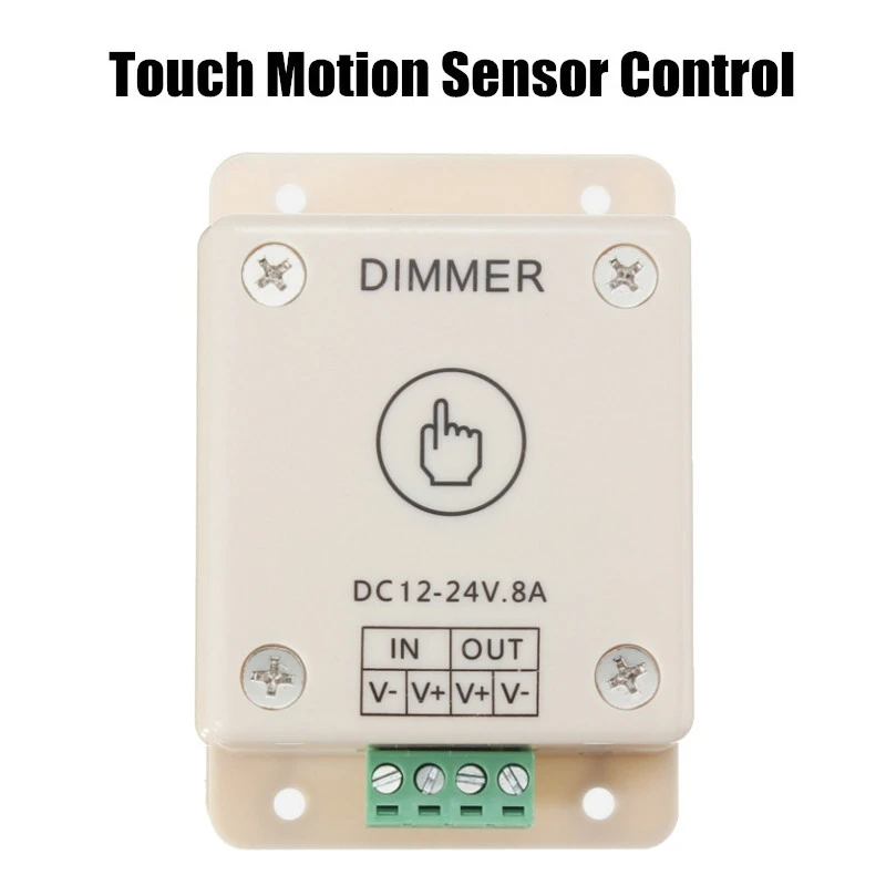 

High Quality 8A White Dimmable LED Dimmer Switch Brightness Touch Motion Sensor Control DC12V-24V 89 x 59 x 35mm Sensors