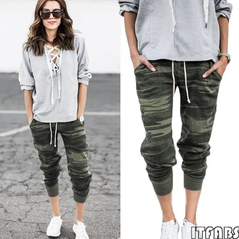 

Hirigin Military Army Green Pants 2018 Newest Women Casual Jogger Dance Pencil Pants Baggy Slacks Camouflage Sweatpants