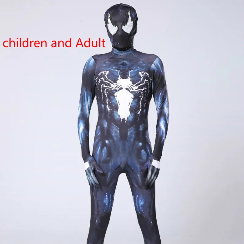 

black Venom Symbiote Spiderman costume kids adult men cosplay zentai mask suit spandex 3d kids spider man cosplay avenges child