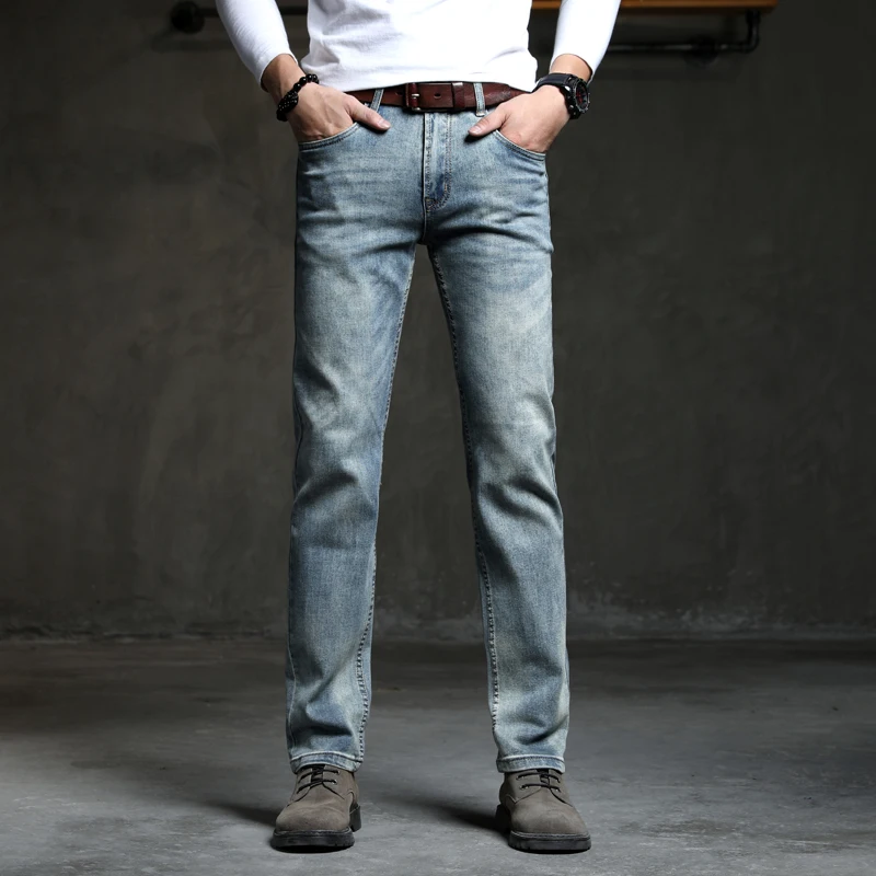 Preise Cowboy Vintage Bule Männer Jeans Neue Ankunft 2019 Mode Stretch Klassische Denim Hosen Männlichen Designer Gerade Fit Hosen Größe 38 40