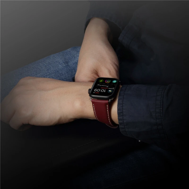 Браслет из натуральной кожи ремешок для Apple Watch 42 мм 38 44 40 сменный iWatch серии 5 4 3 2 1