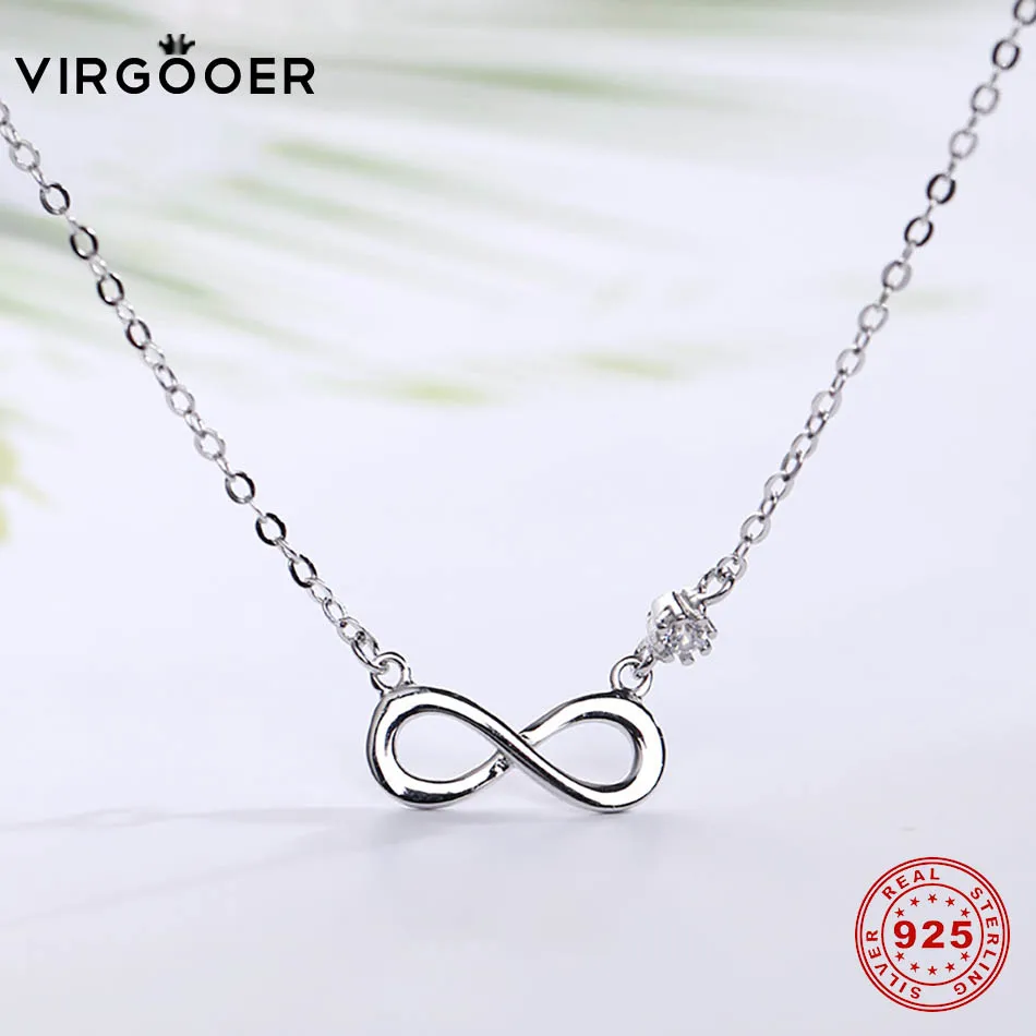 Virgooer серебро 925 ювелирное изделие маленькая бесконечность Подвеска для женщин