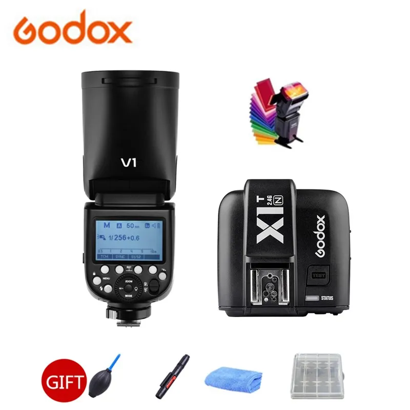 Предпродажа Godox V1 76W круглая Вспышка Speedlite V1C V1N V1S ttl 1/8000s HSS 2600mAh литий-ионный аккумулятор+ XPRO-C/N/S для sony Canon NikoN