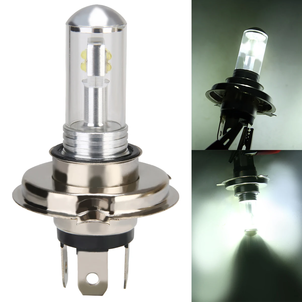 

Universasl 1PC H4/HS1 DC12V 40W 6500K COB 8LED Super Bright Motorcycle Headlight Hi/Lo Beam Bulb White Light