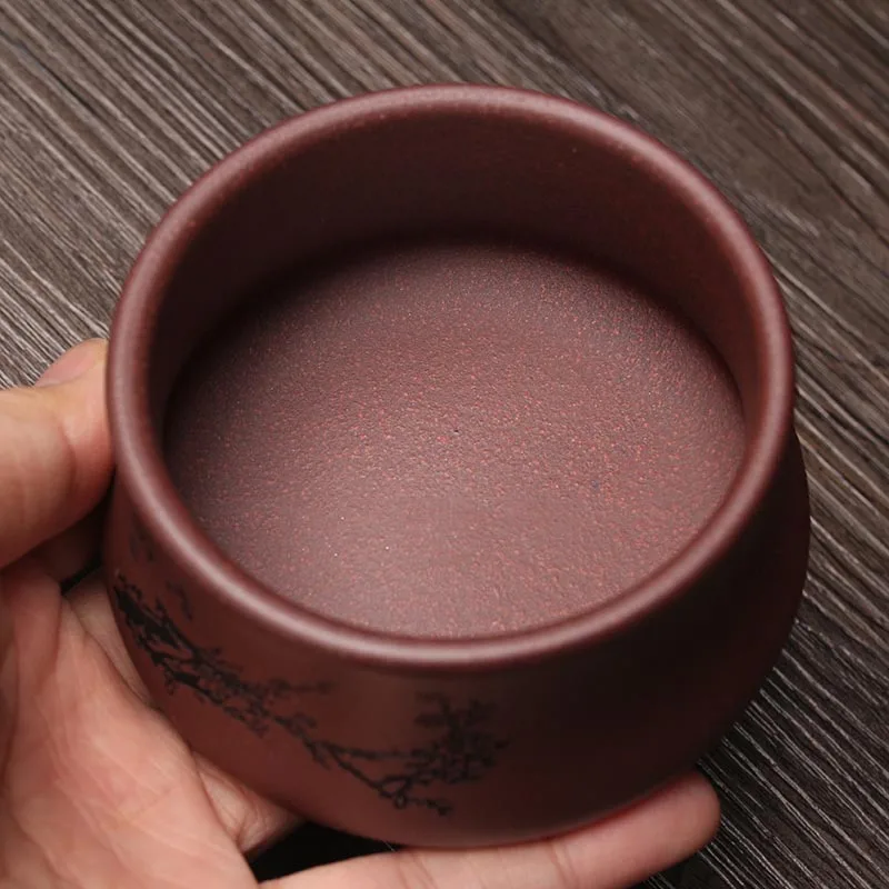 115 мл фиолетовая глина yixing чай чашки выгравированы с рисунком цветка сливы Zisha винтажная чашка мастер Малый чаша посуда для напитков чай ware Декор