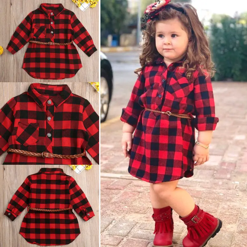 Vestido de Navidad para niña, ropa de princesa a cuadros rojos, disfraz +  cinturón para recién nacido, trajes de Invierno y Primavera de 0 a 5T, 2  uds.|Vestidos| - AliExpress