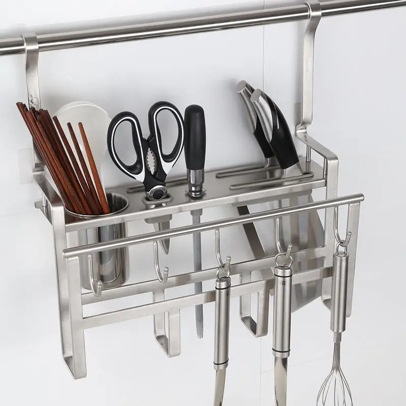 

304 Stainless Steel Chopsticks Tube Seasoning Rack Cutter Holder Kitchen Storage Rack Kitchen Utensils Rack