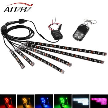 

AOZBZ 6pcs Motorcycle LED Neon Strip Lamp RGB Voice Control Glow Lights 5050SMD 72 LEDs Flexible Neon Strips Kit