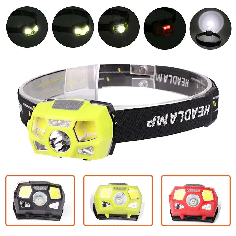 

Headlamp Sensor Switch Adjustable 5 Modes Micro USB Charging Built-in Battery