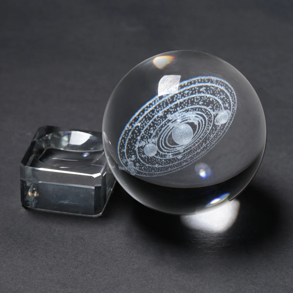 Laser Engraved Solar System Crystal Ball 3D Miniature Model 6CM Globe Galaxy Miniatures