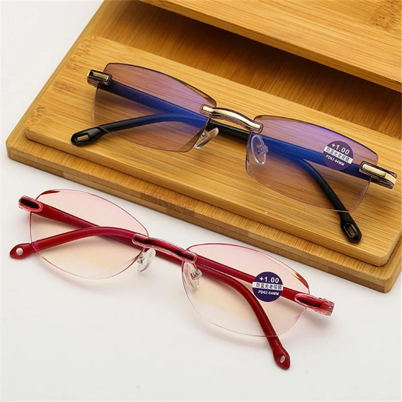 XojoX очки для чтения без оправы для мужчин и женщин, анти-синий светильник, очки для мужчин, очки для дальнозоркости, диоптрия пресбиопии 1,0 1,5 2,0 2,5 3,0