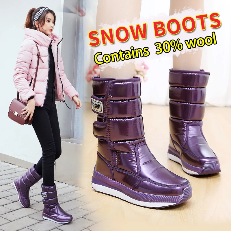 Prezzo Piattaforma stivali da neve stivali invernali di spessore peluche impermeabile antiscivolo inverno scarpe stivali stivali di pelliccia caldo botas mujer 2019 femminile