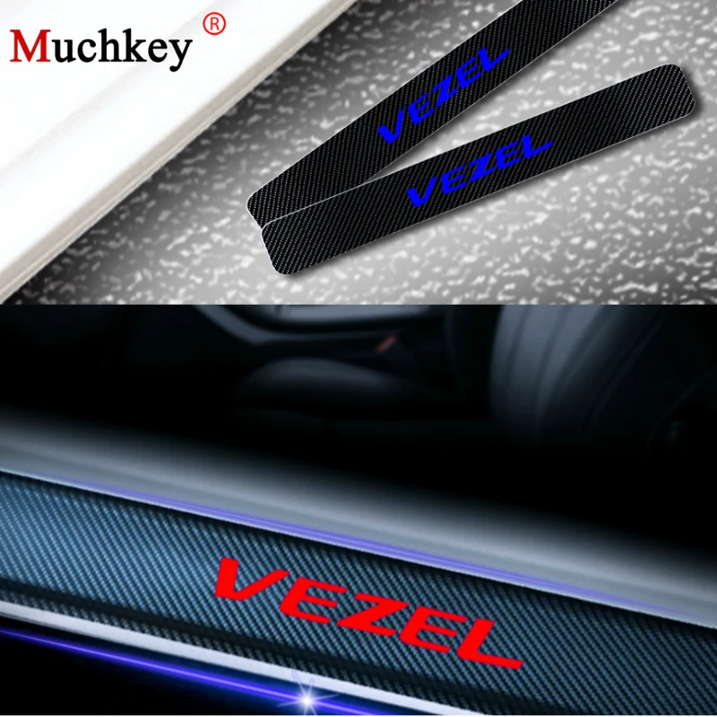 

Car Door Sills Door Threshold Plate For Honda Vezel Door Sill Scuff Plate 4D Carbon Fiber Vinyl Stickers Auto Accessories 4Pcs