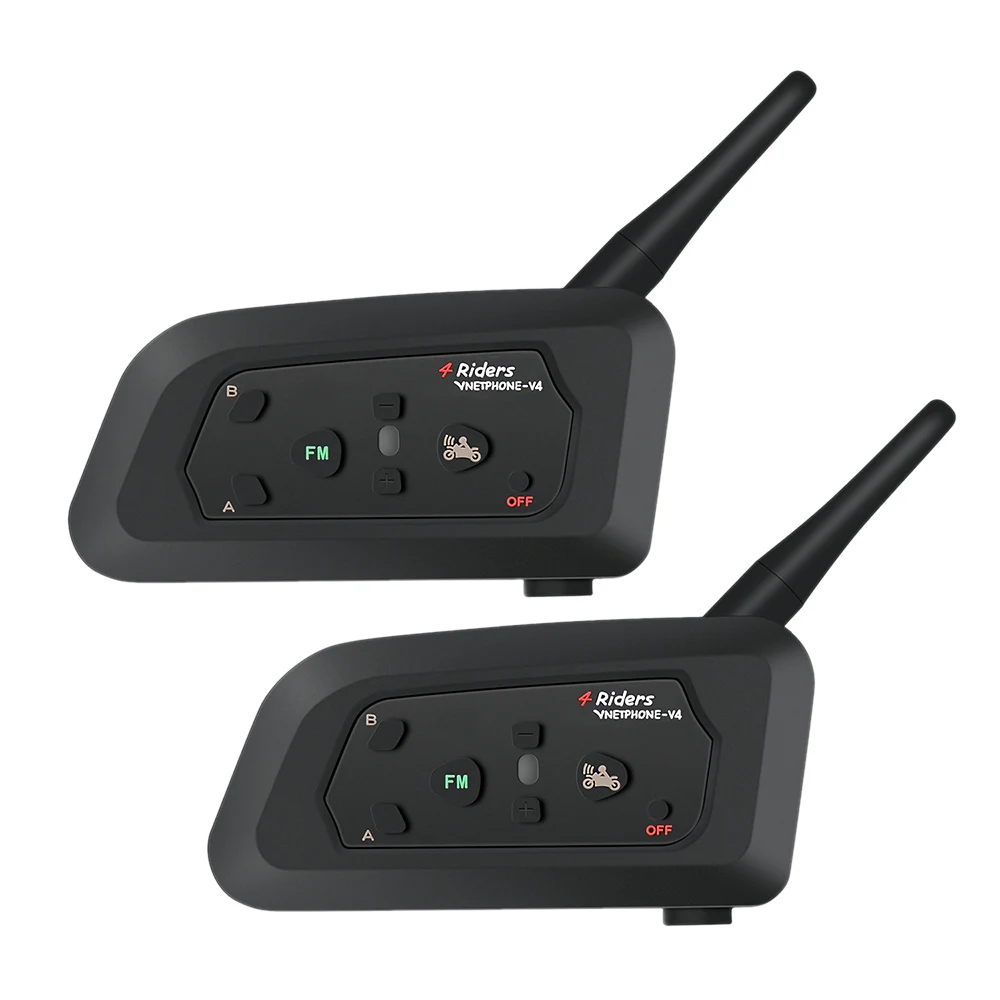 

VNETPHONE V4 Motorcycle Walkie-Talkie 1200M Helmet Bluetooth Headset Speaker 4 Rider Walkie-Talkie