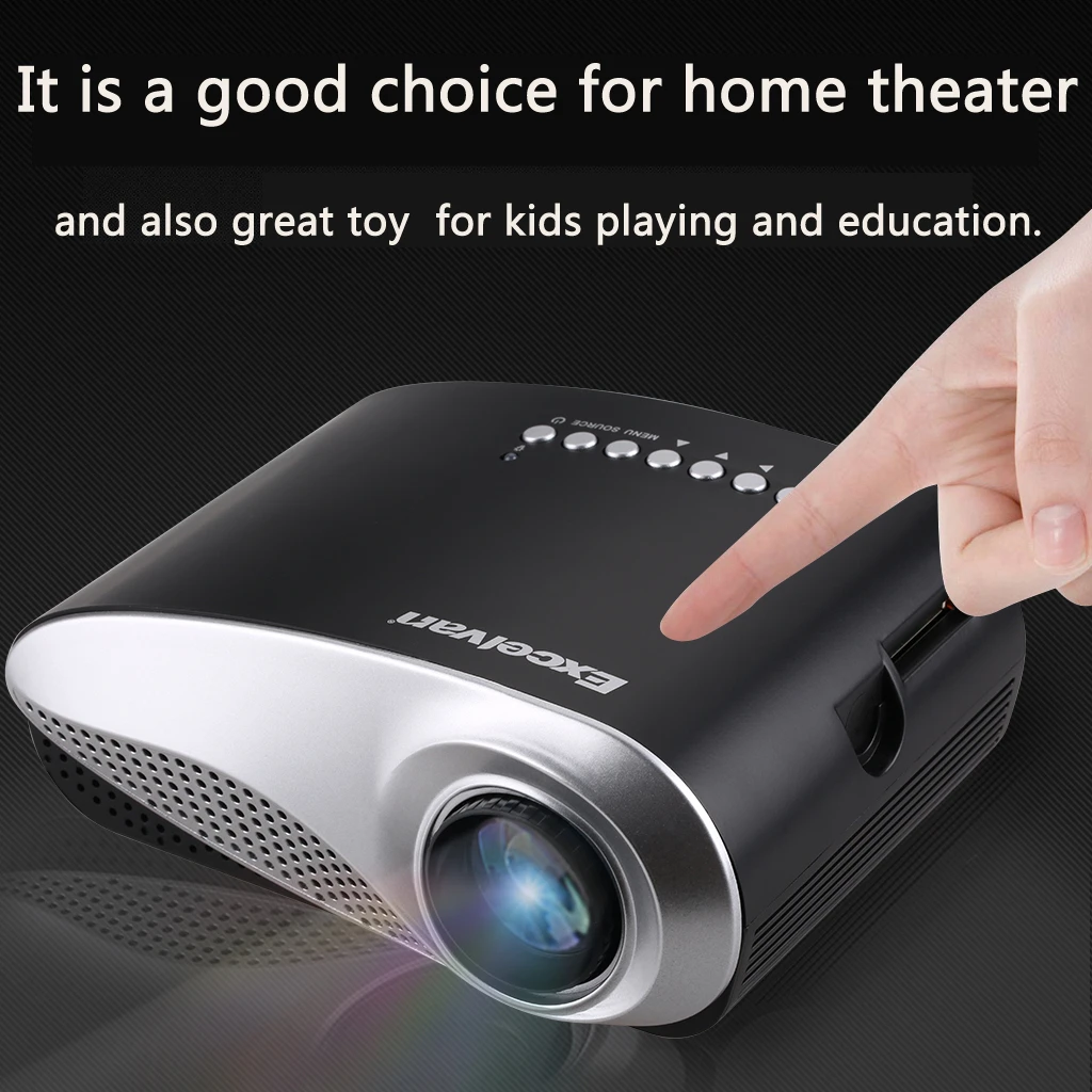 Excelvan LED/LCD المحمولة البسيطة جهاز عرض الوسائط المتعددة AV/USB/VGA/HDMI/SD المسرح المنزلي 480*320 60 لومينز ل DVD PC USB العارض