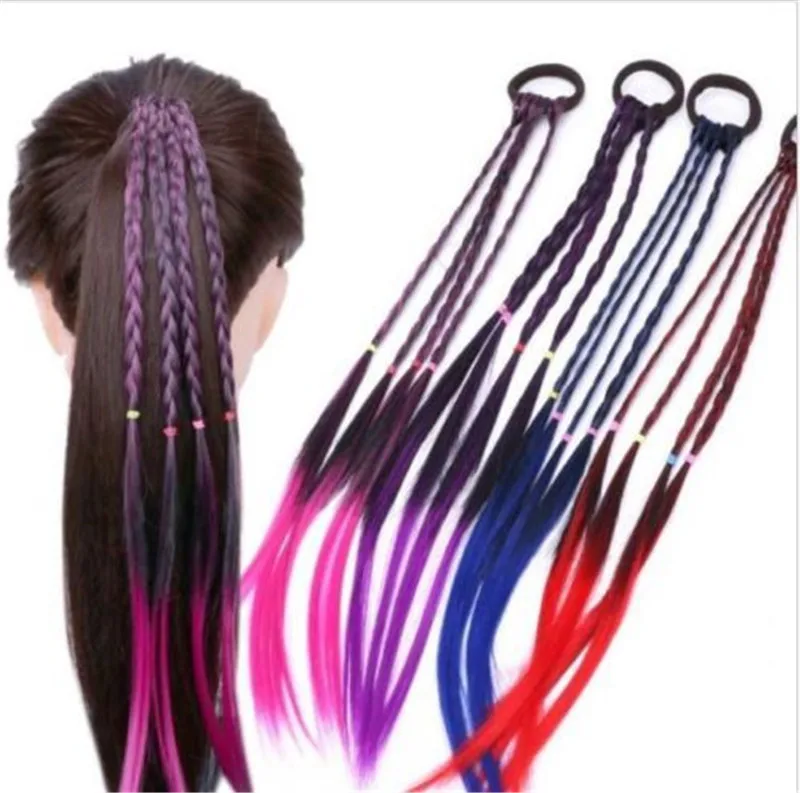 Совершенно женский плетеный синтетический волос Плетеный Эластичный ободок для волос парик Vogue крутые цветные искусственные косы