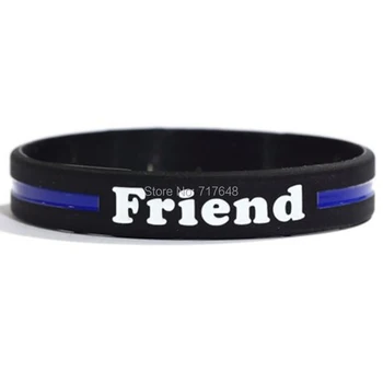 

100pcs Friend Thin Blue Line wristband silicone bracelets free shipping by ePacket A