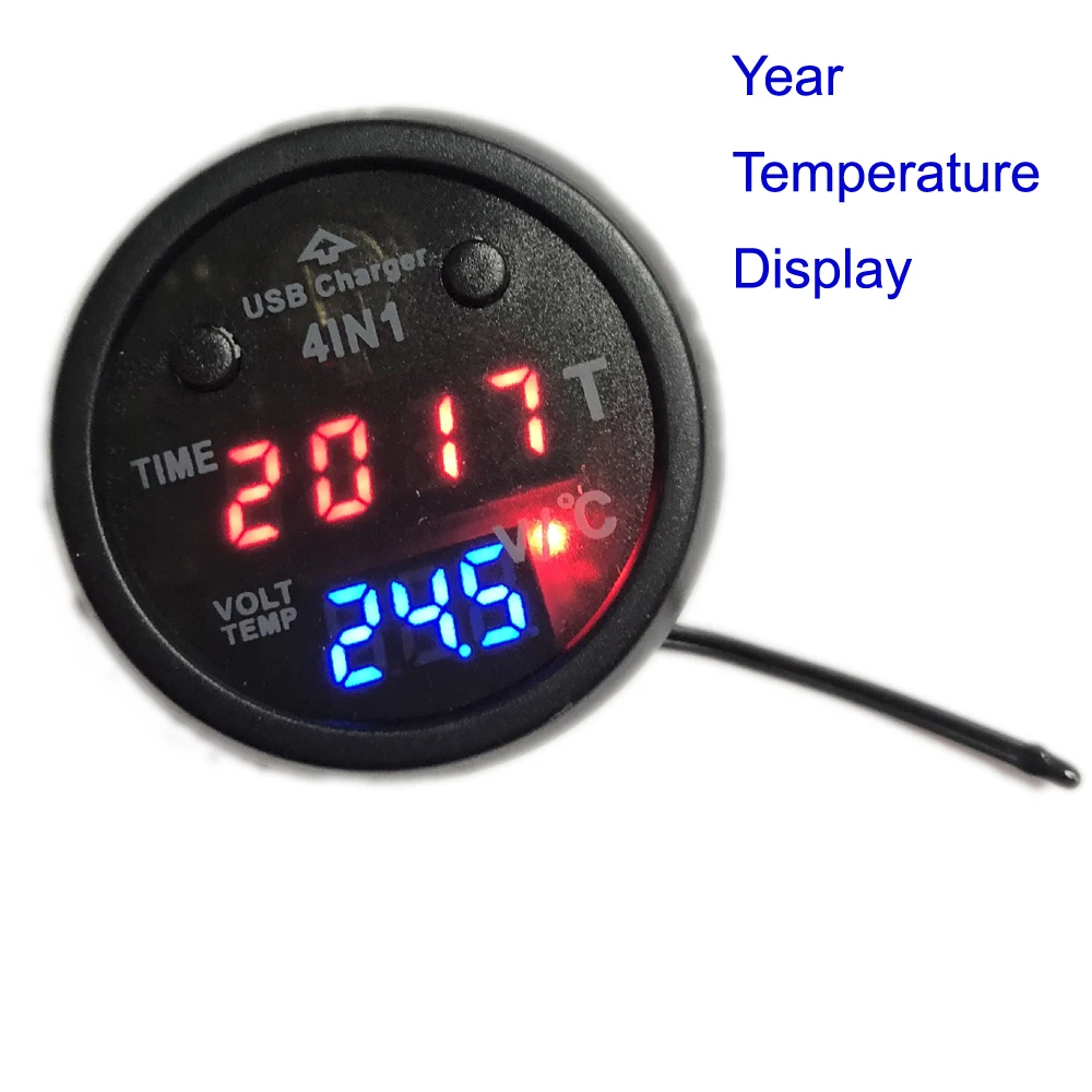 4 в 1 электронные часы, термометр, измеритель напряжения, вольтметр, автомобильный прикуриватель, многофункциональный дисплей