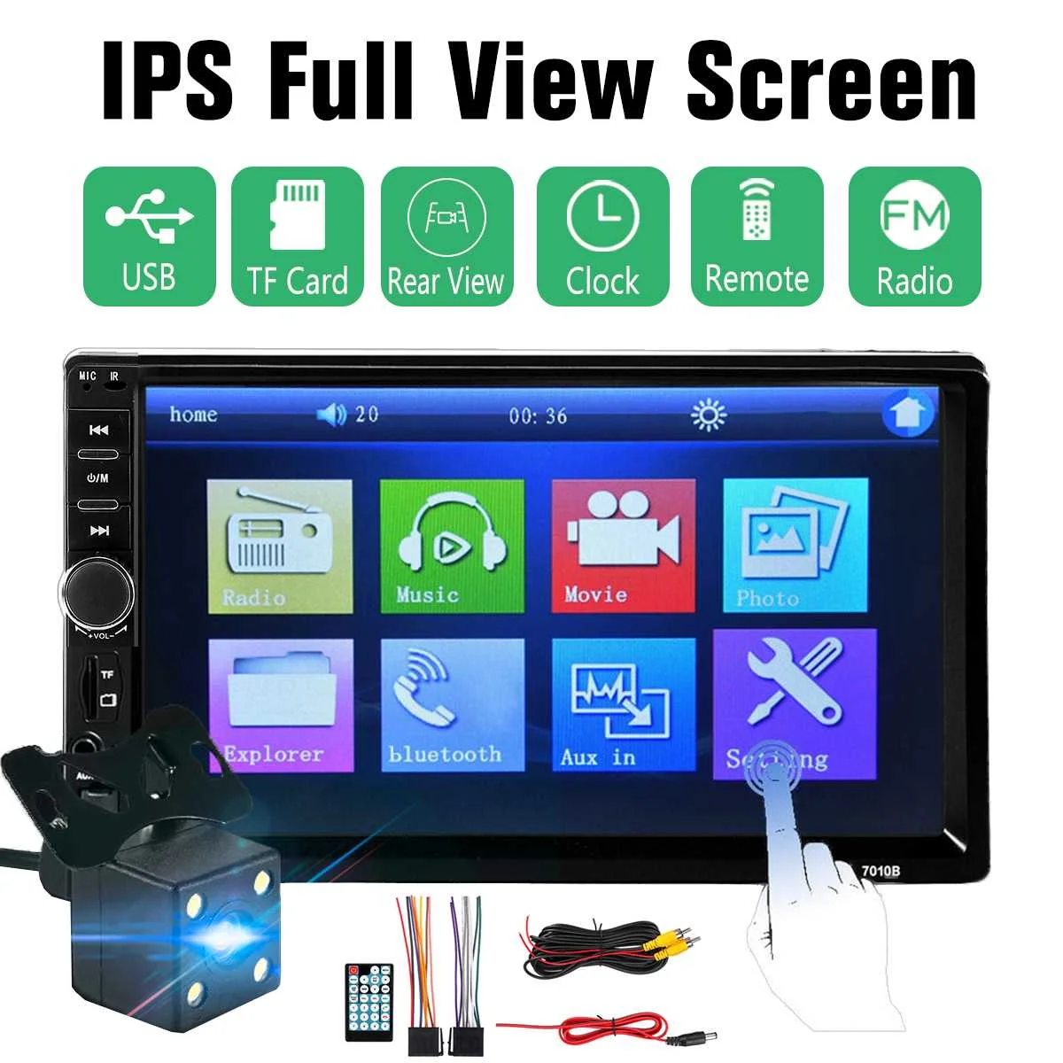 

7'' IPS Full View 2 Din Car Radio bluetooth Car MP5 Player Touch Screen Multimedia Player USB FM AUX Autoradio Rear View Camera
