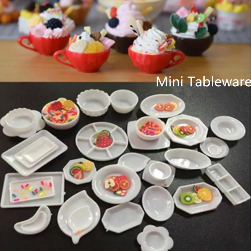

33 PCS/Set Dollhouse Miniature Tableware Dollhouse Miniature Dish Exquisite Models Mini Service Plate Mini Learning Dorpshipping