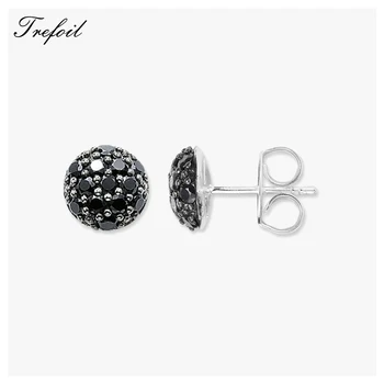 

Round Pave Stud Earrings, Cubic Zirconia Fashion Jewelry Trendy 925 Sterling Silver Gift For Women Men Lover 2018 New Brincos
