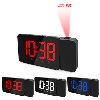 

Multifunction Dimmable LED Projection FM Radio Digital Alarm Clock with USB Cable for Home Bedroom Living Room