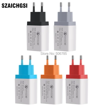 

wholesale 50pcs EU Plug Quick Charger QC 3.0 USB Charger For iphone 6 7 8 plus X iPad Samsung S8 Huawei Fast Charger QC3.0