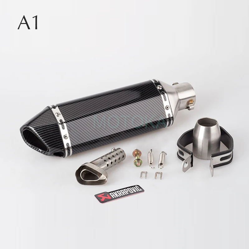 Left/Right Universal Motorcycle Akrapovic Exhaust Pipe Scooter Dirt Pit Bike Motocross KTM 51mm Escape Stainless Steel Slip-on