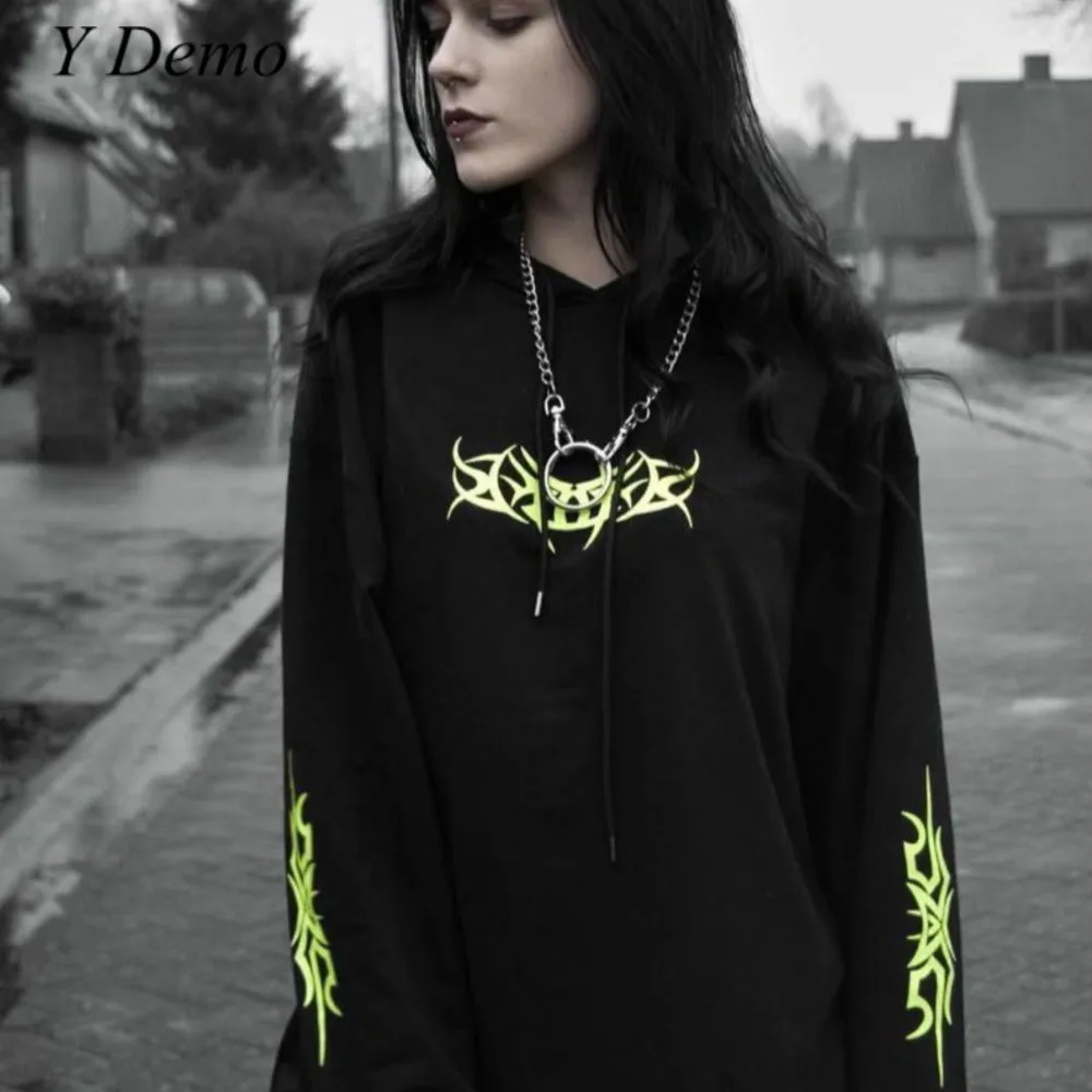 

Harajuku Streetwear Printing Long-sleeved Hoodies Women Oversized Hooded Sweatshirt