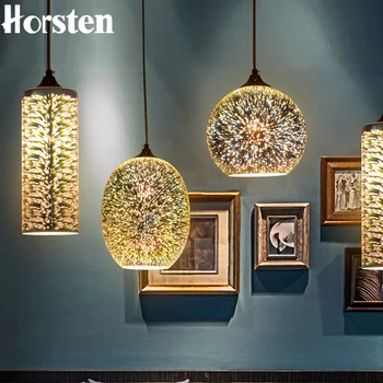 

Horsen Modern 3D Colorful Lampshade Glass Pendant Lights Novelty Bar Restaurant Pendant Lamp E27 110-240V Suspended Luminaire