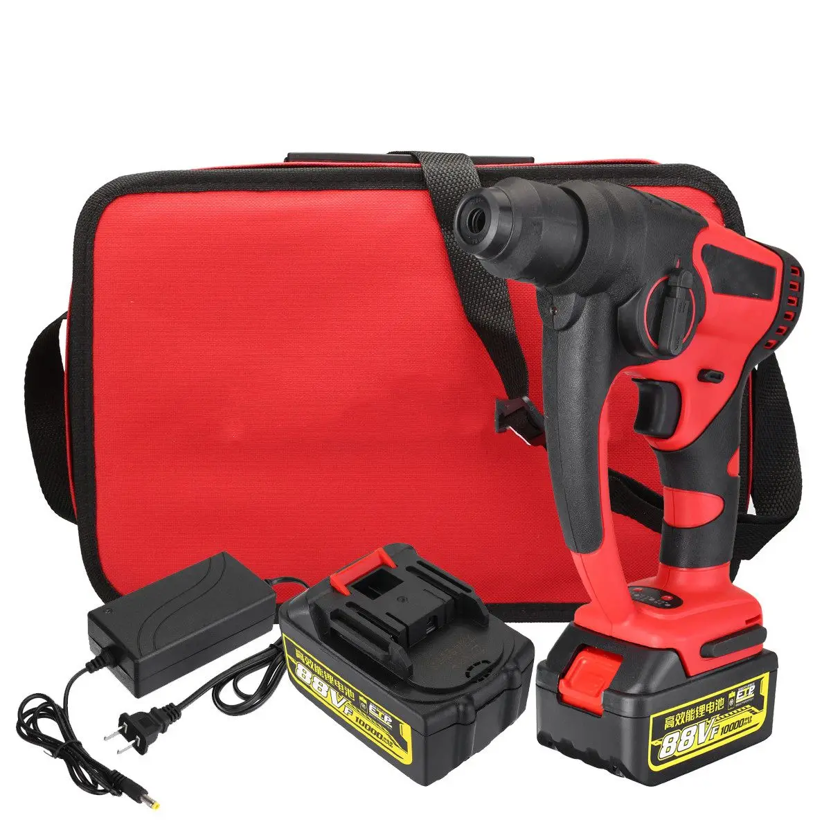 

88v 800w 10000mAh Electric Hammer Brushless Cordless Lithium-Ion Hammer Drill with 2 Battery Power Tools