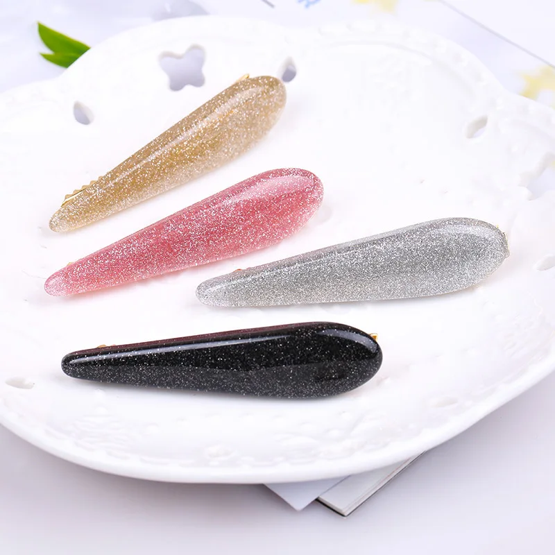 

2019 Ins Solid Acetate Hairpin Gold Dust Water Drop Barrettes For Hair Fringe Hair Clips Joker Fashion Hair Accessories Gifts