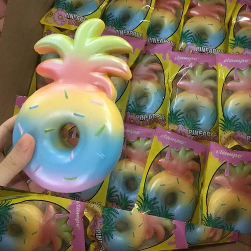 

Kawaii Cute Fruit Squishyed Toy 16cm Pineapple Donut Soft Slow Rising Pendant Cream Scented Squeeze Cake Bread Kid Toys For Kids