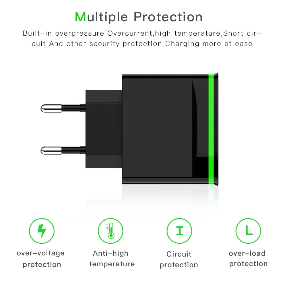 Bakeey, 4USB порт, зарядное устройство для телефона, адаптер с европейской вилкой, настенная зарядка QC3.0, быстрая зарядка, 4А, USB зарядное устройство для samsung, для iPhone, Xiaomi, huawei