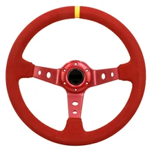 14 дюймов авто jdm красная замша кожа ГЛУБОКАЯ ТАРЕЛКА Дрифт спортивные рулевые колеса