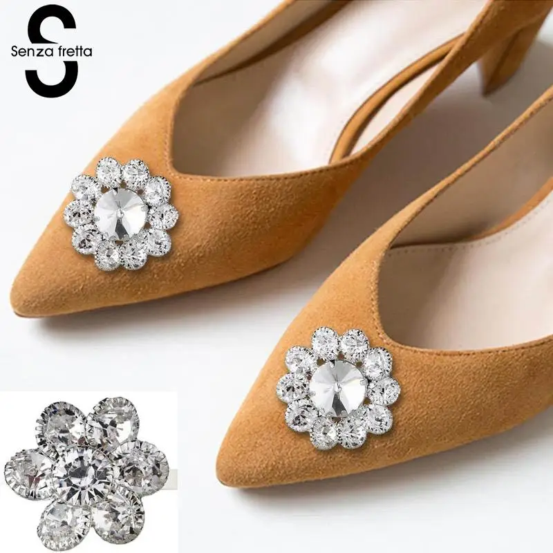 

Senza Fretta 1pair Rhinestones Women Shoe Accessories Buckle Rhinestone Crystal Decorations Clips Shoe Charms Accessories Ozdoby