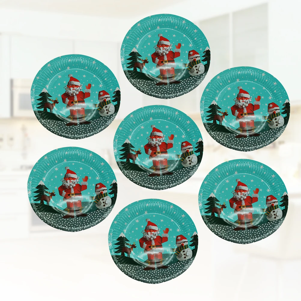 10 шт. бумажные тарелки декарированные картон Рождественский узор круглое блюдо посуда лоток для еды торт круг база для фруктовые закуски торты