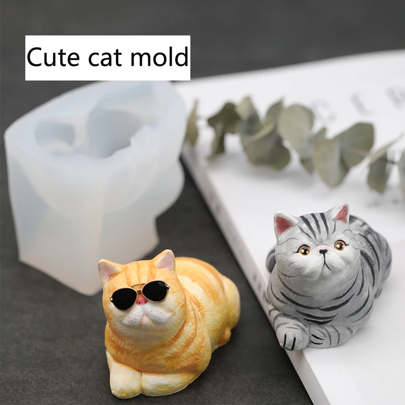 

3D Cat shape Silicone Mold Mousse Cake ice cream Mold Suit for making aroma plaster Gypsum crafts Candles Clay Soap mold
