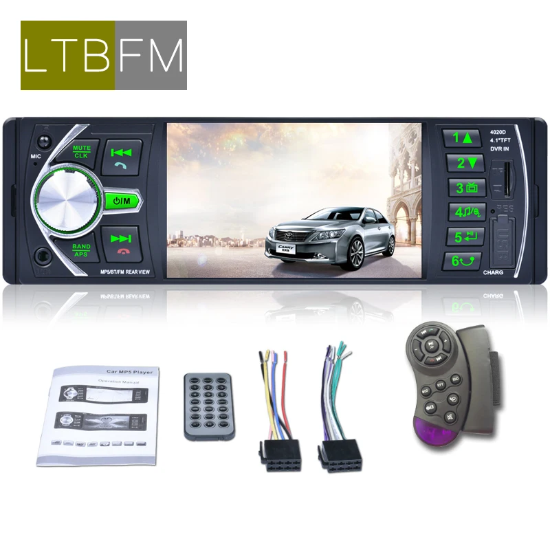 LTBFM 1 Din 4," Bluetooth In-dash 12 В радио автомобиля TF/USB/AUX/FM стерео MP5 плеер рулевое колесо управление Авто ленты Авторадио