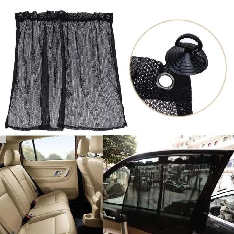 

VODOOL 2Pc 50X75cm Universal Mesh Cloth Car Interior Side Car Window Sunshade Curtain UV Protection With Suction Cup Breathable
