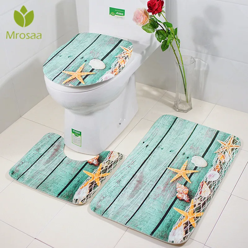 

3Pcs/Set Bathroom Mat Set Embossing Flannel Floor Rugs Cushion Toilet Seat Cover Carpet Bath Mat for Home Decoration Colorful